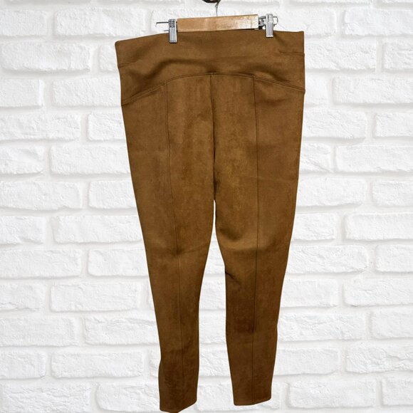 NWT Spanx Faux Suede Leggings Rich Caramel 1X Plus Size Slimming High Rise Pant - Picture 7 of 14
